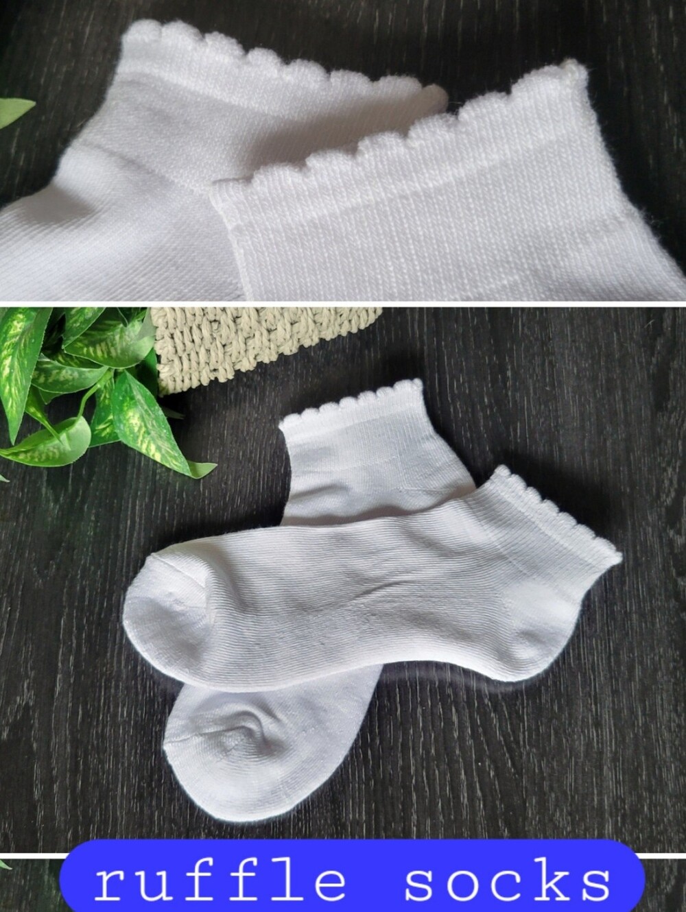 Ruffle Frilly Trim White Lolita Ankle Socks (New No Tag), Women's Medium (7-9)